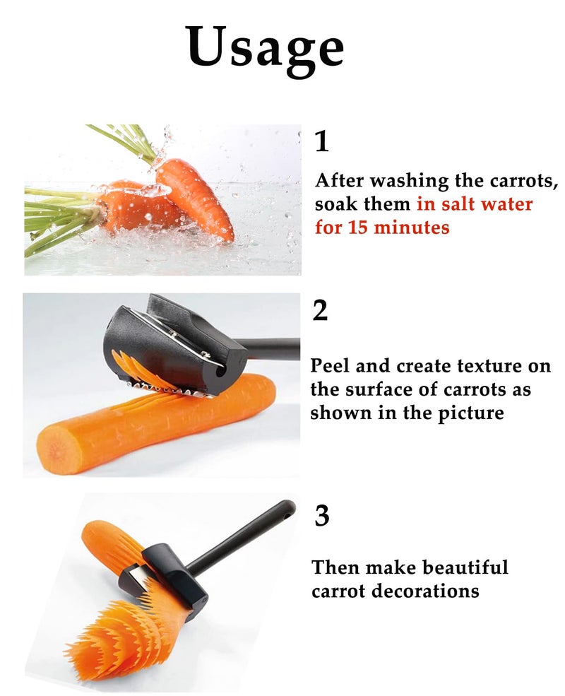 DAJOOEE Carrot Curler and Peeler, Black Carrot Spiral Shred Slicer Root Vegetables Fruits Slicer Sharpener Garnishing Tool (Plastic) - Image 2
